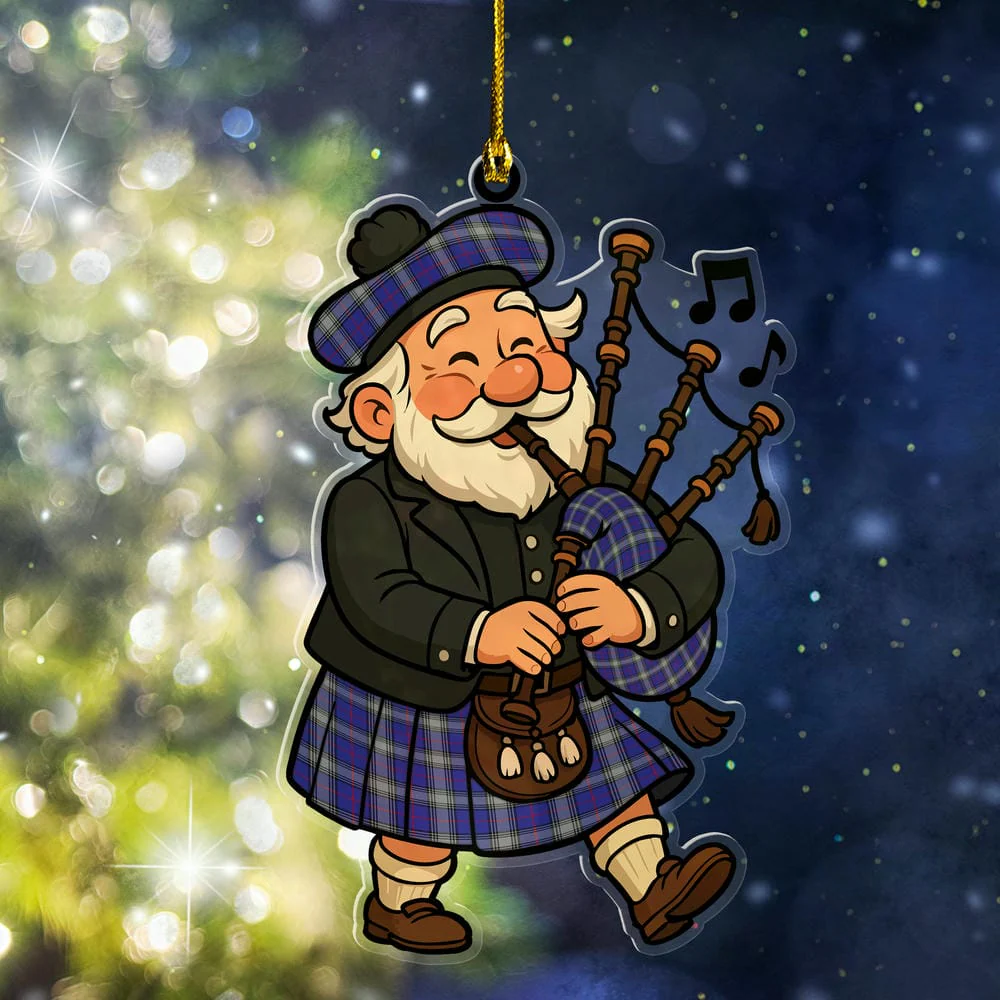 Scottish Kinnaird Tartan Ornament Scottish Santa In Kilt