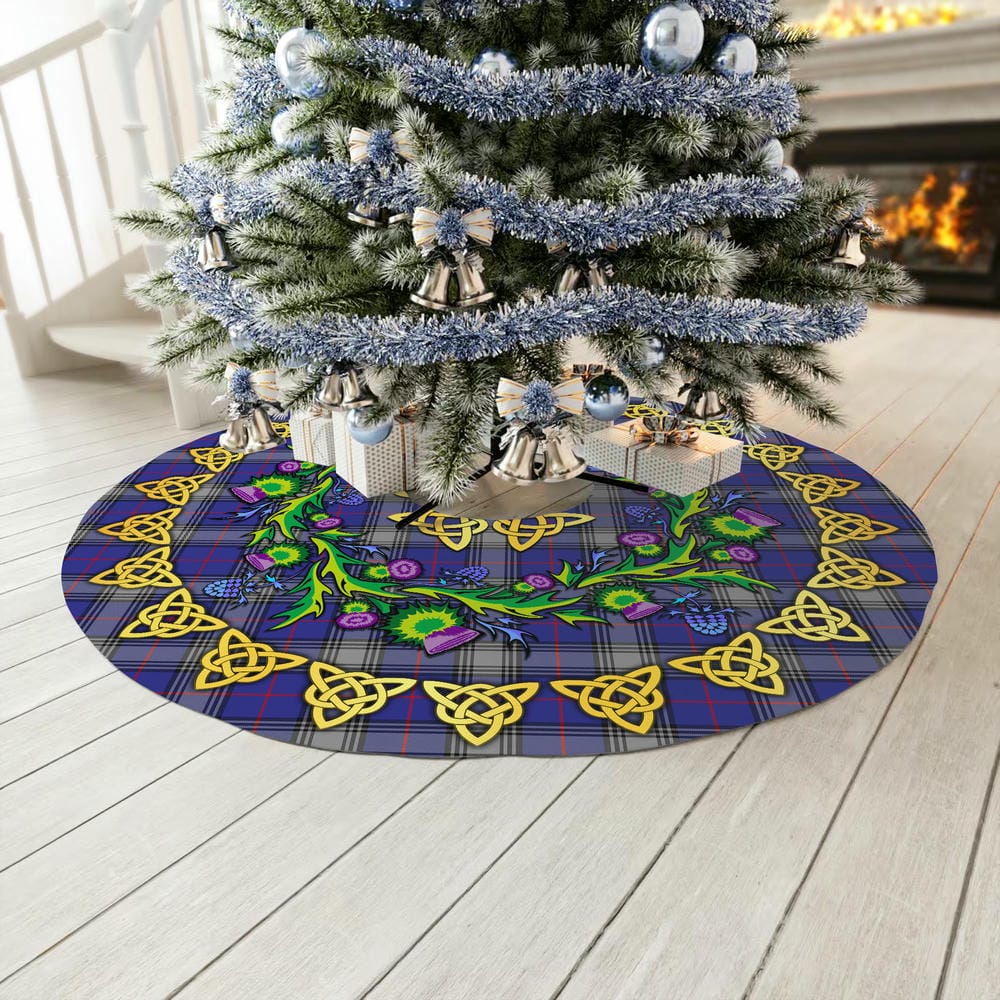 Scottish Kinnaird Tartan Thistle Celtic Knot Christmas Tree Skirt - Image 3