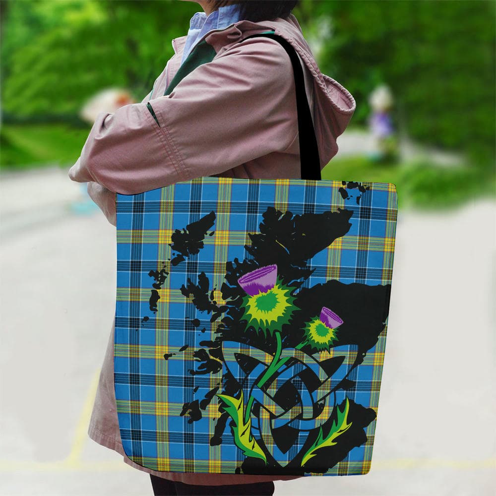 Scottish Laing Tartan Canvas Bag With Shoulder Strap With Thistle - Image 2