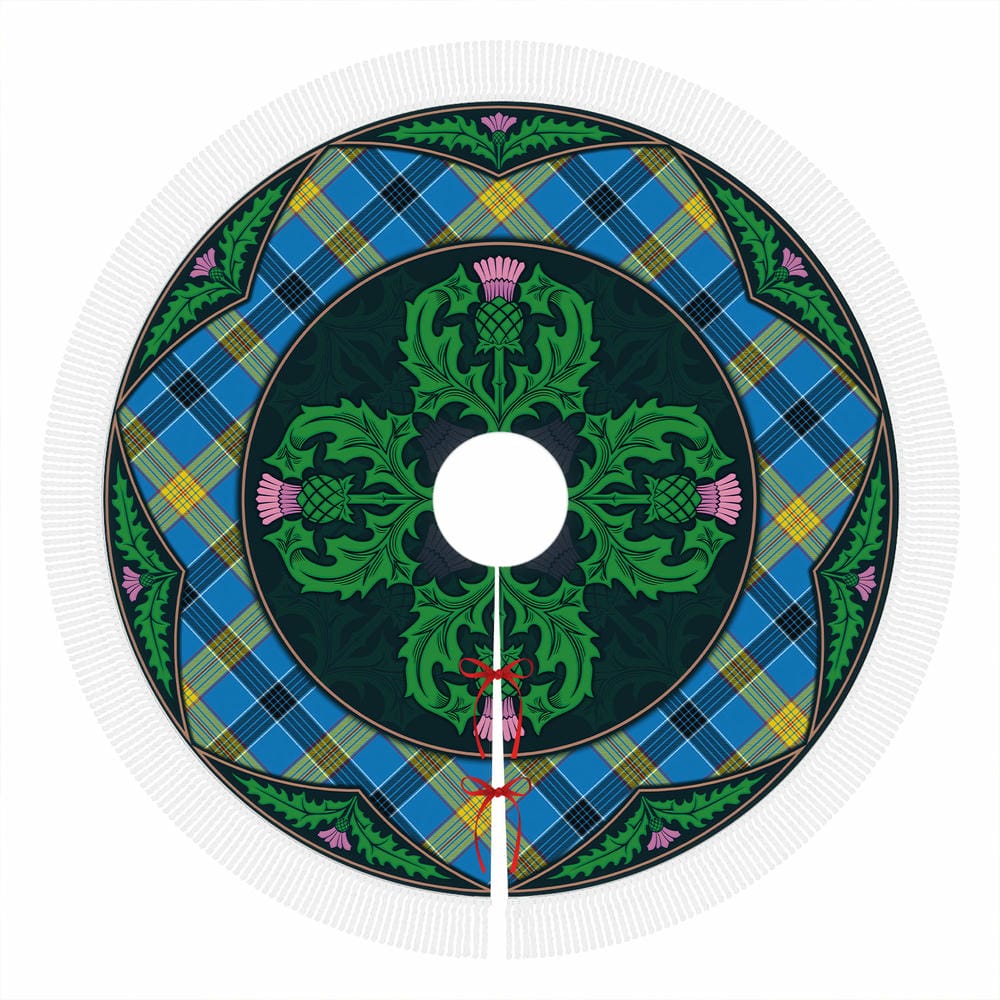 Scottish Laing Tartan Christmas Tree Skirt Old Scottish Thistle Flower - Image 4