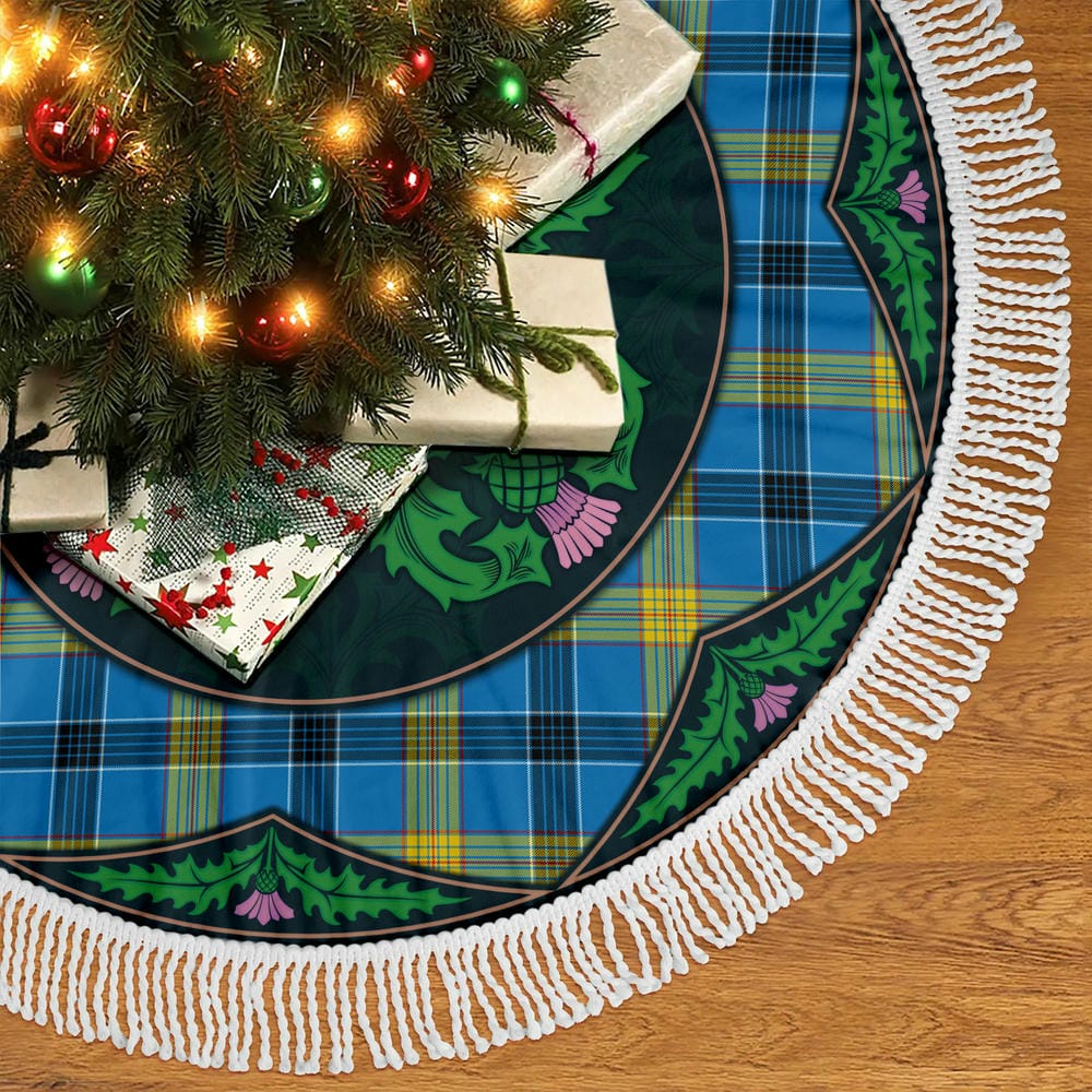 Scottish Laing Tartan Christmas Tree Skirt Old Scottish Thistle Flower - Image 5