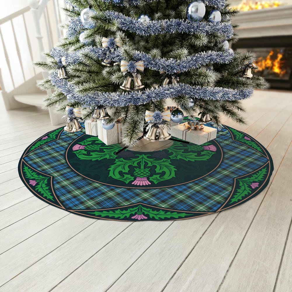 Scottish Lamont Ancient Tartan Christmas Tree Skirt Old Scottish Thistle Flower - Image 3