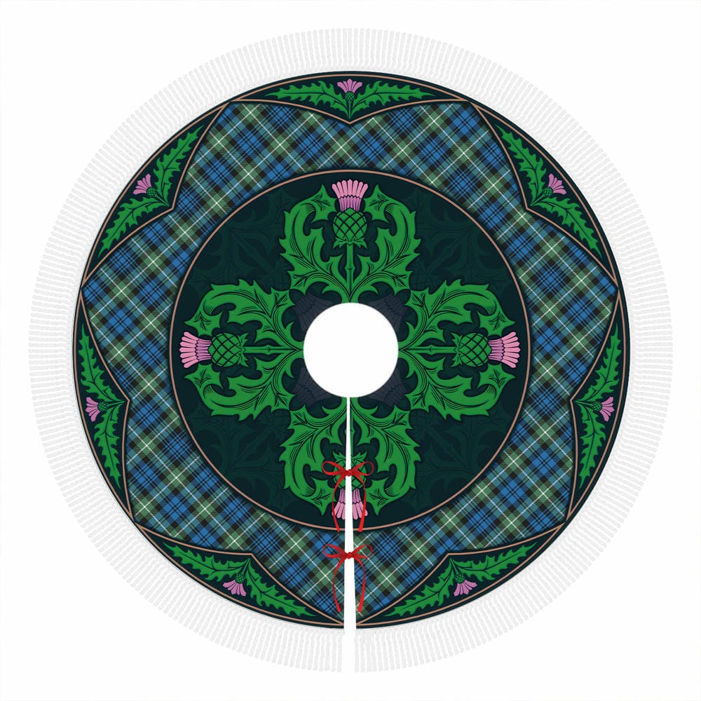 Scottish Lamont Ancient Tartan Christmas Tree Skirt Old Scottish Thistle Flower - Image 4
