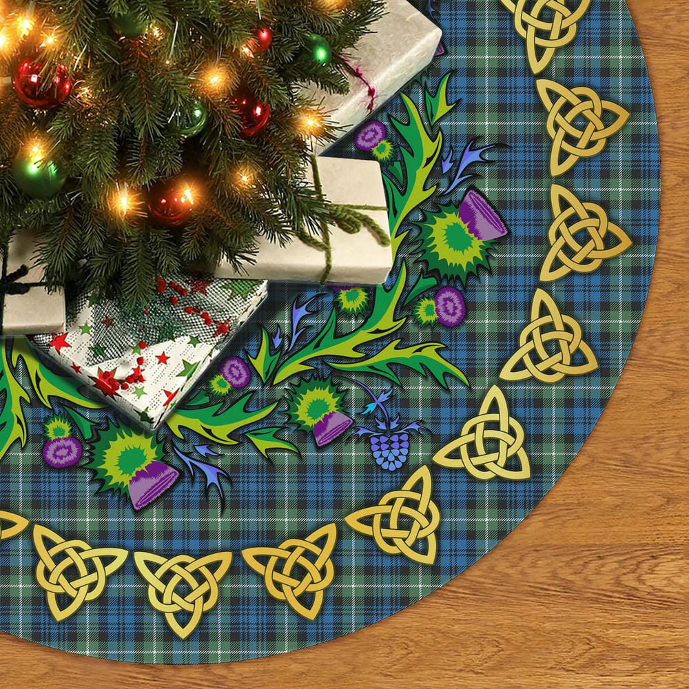Scottish Lamont Ancient Tartan Thistle Celtic Knot Christmas Tree Skirt - Image 2