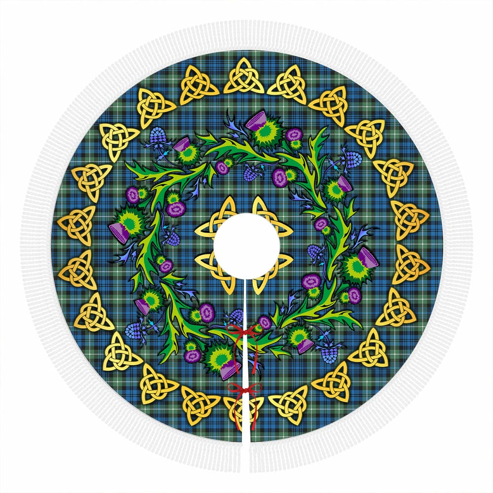 Scottish Lamont Ancient Tartan Thistle Celtic Knot Christmas Tree Skirt - Image 4