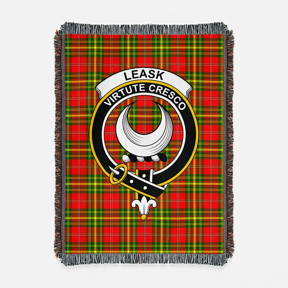 Scottish Leask Clan Badge Tartan Woven Blanket - Image 2