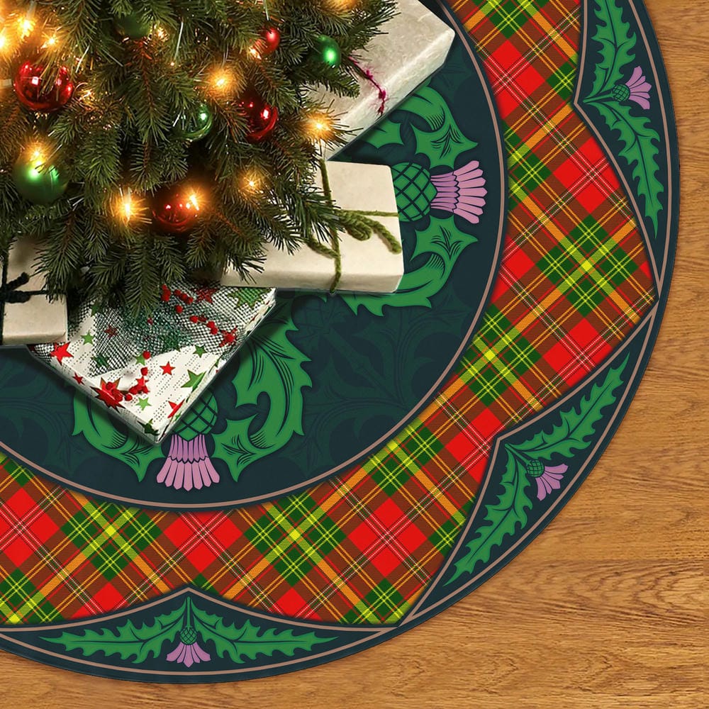 Scottish Leask Tartan Christmas Tree Skirt Old Scottish Thistle Flower - Image 2