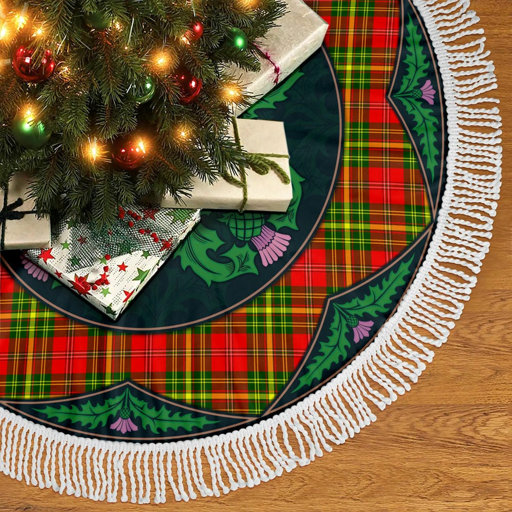 Scottish Leask Tartan Christmas Tree Skirt Old Scottish Thistle Flower - Image 5