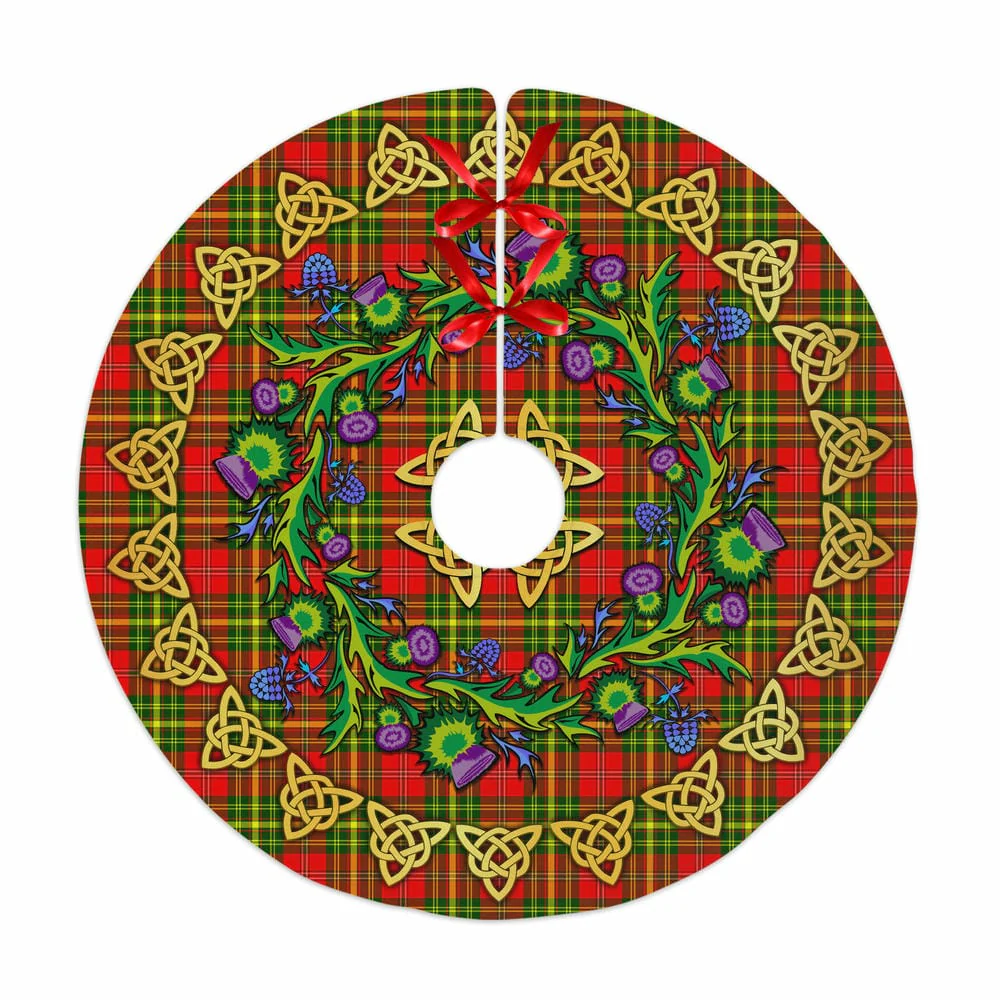 Scottish Leask Tartan Thistle Celtic Knot Christmas Tree Skirt