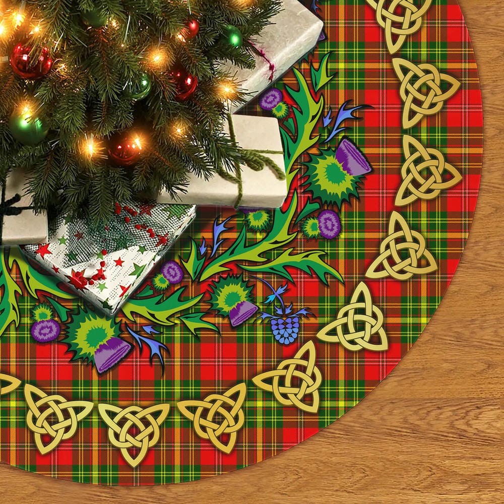 Scottish Leask Tartan Thistle Celtic Knot Christmas Tree Skirt - Image 2