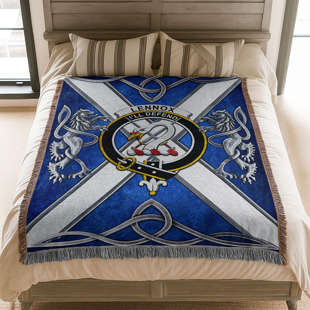 Scottish Lennox Clan Badge Woven Blanket Silver Rampant Lion Emblem - Image 2