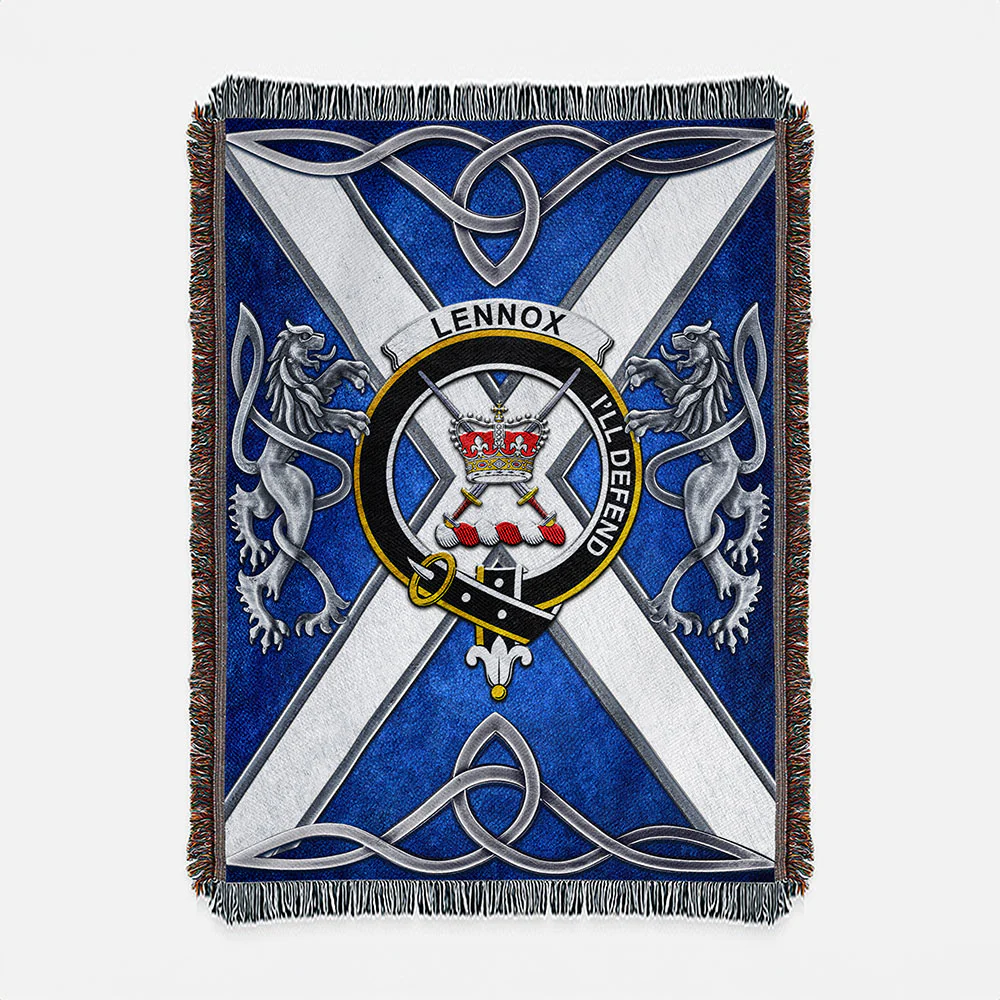 Scottish Lennox (Lennox Kincaid) Clan Badge Woven Blanket Silver Rampant Lion Emblem