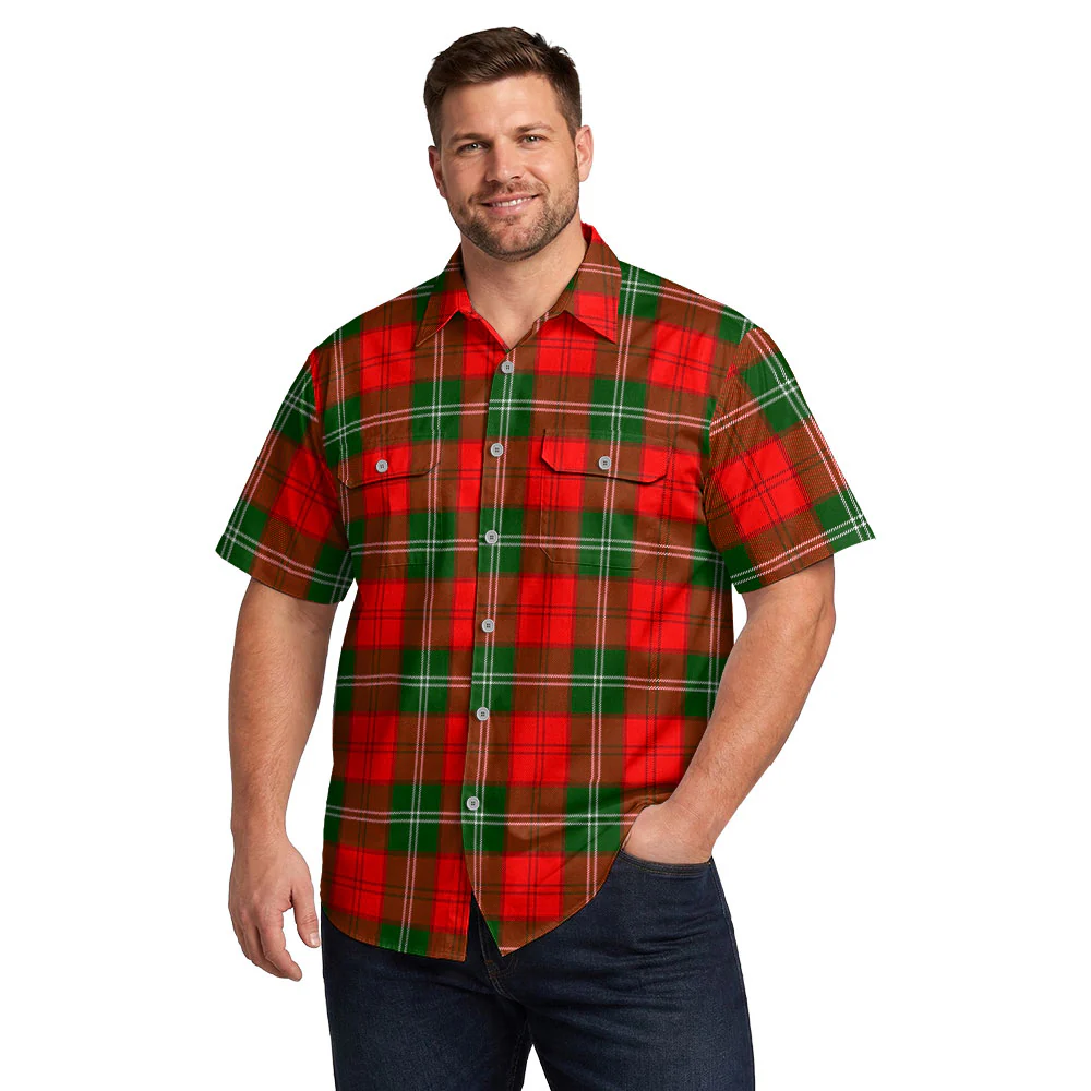 Scottish Lennox Modern Clan Badge Tartan Short Sleeve Work Shirt - Image 4