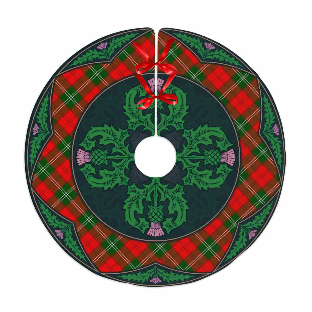 Scottish Lennox Modern Tartan Christmas Tree Skirt Old Scottish Thistle Flower