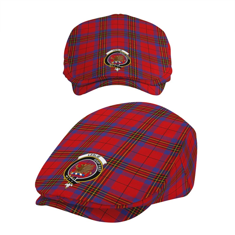 Scottish Leslie Clan Badge Tartan Flat Cap - Image 5