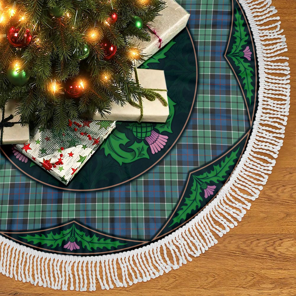 Scottish Leslie Hunting Ancient Tartan Christmas Tree Skirt Old Scottish Thistle Flower - Image 5