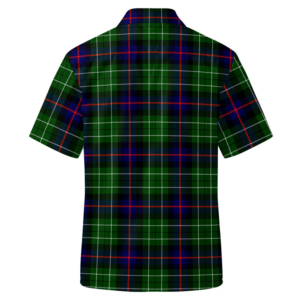 Scottish Leslie Hunting Clan Badge Tartan Short Sleeve Work Shirt - Image 3