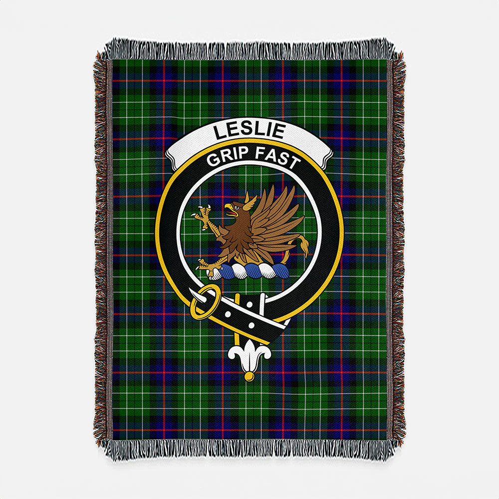 Scottish Leslie Hunting Clan Badge Tartan Woven Blanket - Image 2