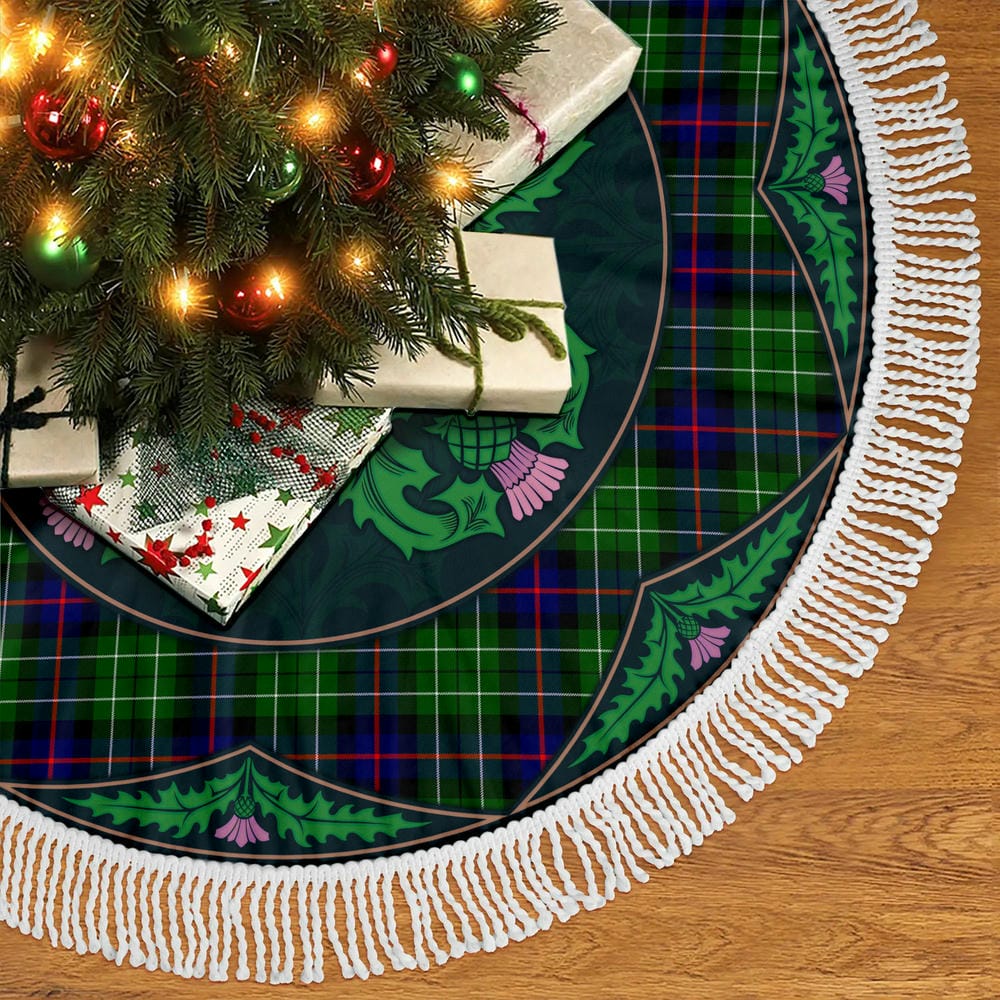 Scottish Leslie Hunting Tartan Christmas Tree Skirt Old Scottish Thistle Flower - Image 5