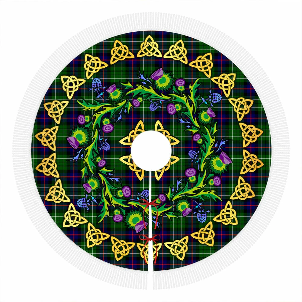 Scottish Leslie Hunting Tartan Thistle Celtic Knot Christmas Tree Skirt - Image 4