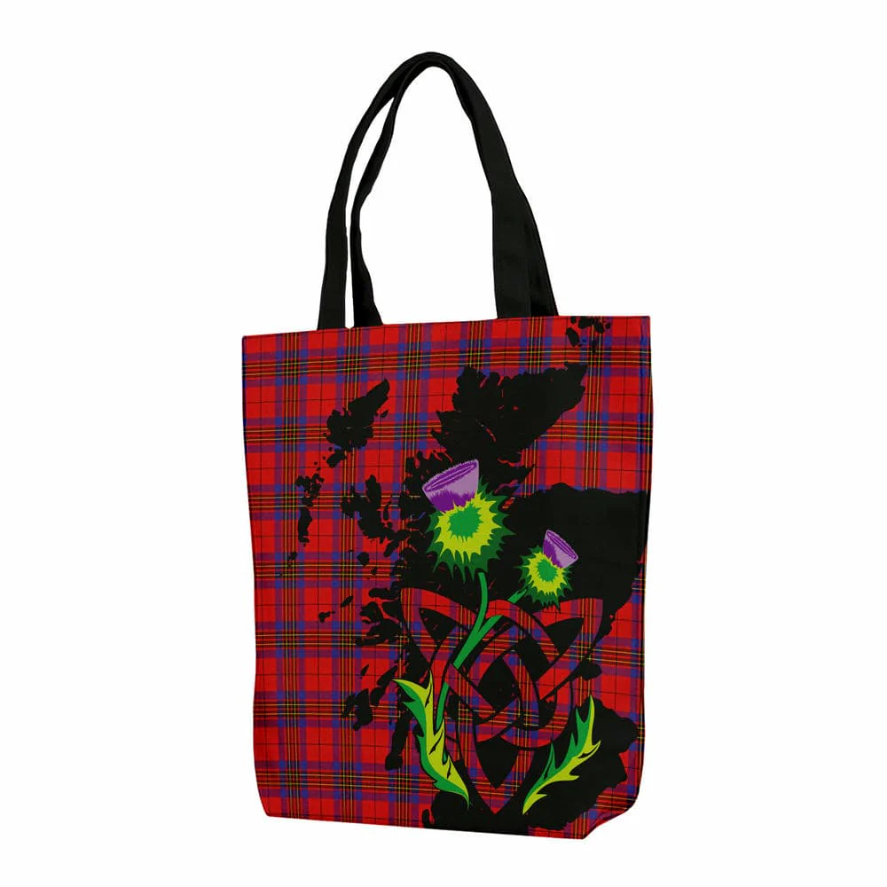 Scottish Leslie Modern Tartan Canvas Bag With Shoulder Strap With Thistle