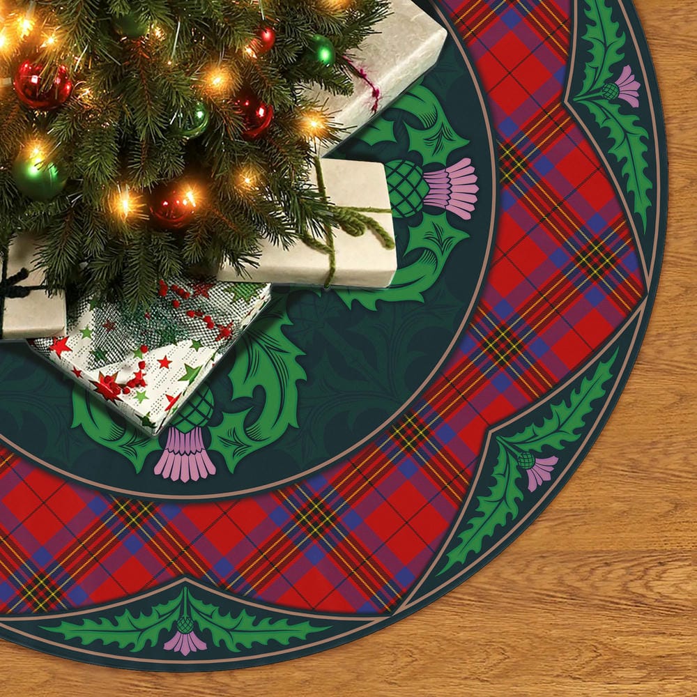 Scottish Leslie Modern Tartan Christmas Tree Skirt Old Scottish Thistle Flower - Image 2
