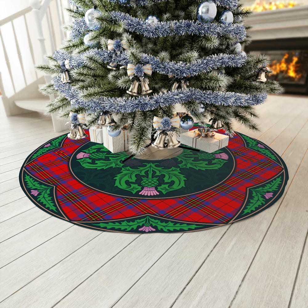Scottish Leslie Modern Tartan Christmas Tree Skirt Old Scottish Thistle Flower - Image 3