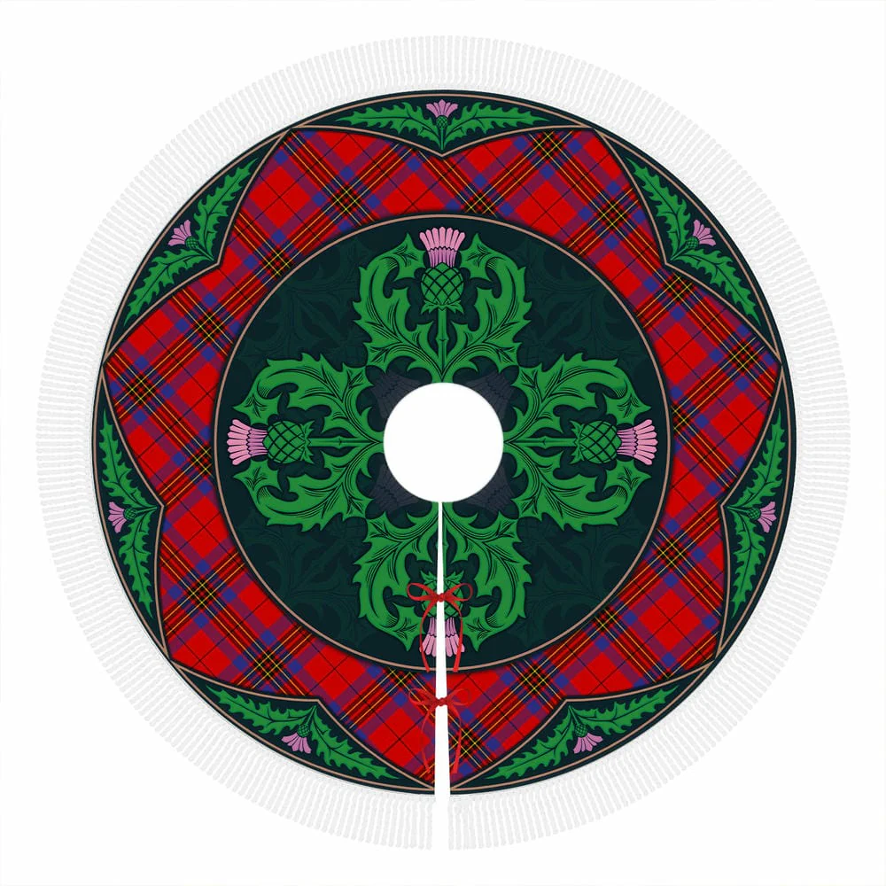 Scottish Leslie Modern Tartan Christmas Tree Skirt Old Scottish Thistle Flower - Image 4