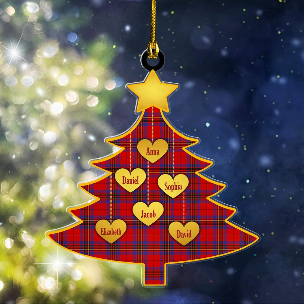 Scottish Leslie Modern Tartan Ornament Custom Family Christmas Tree