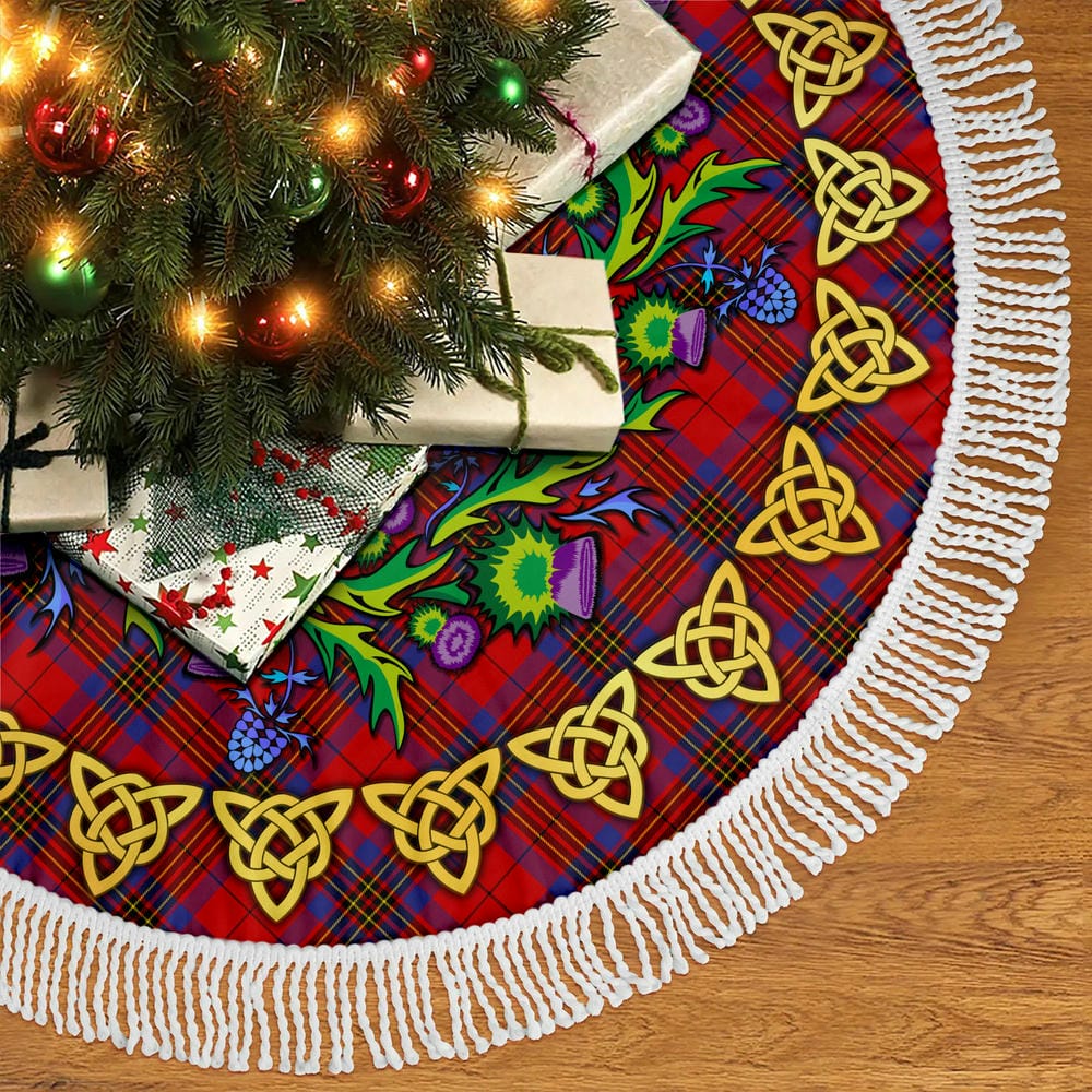 Scottish Leslie Modern Tartan Thistle Celtic Knot Christmas Tree Skirt - Image 5