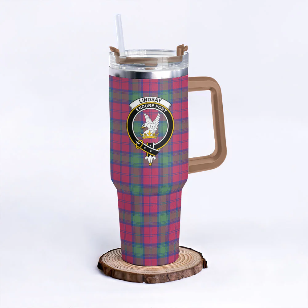 Scottish Lindsay Ancient Clan Badge Tartan 40oz Tumbler - Image 9