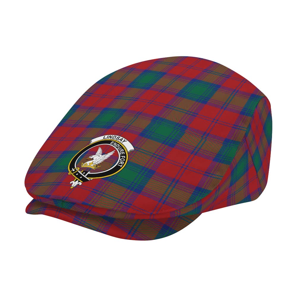 Scottish Lindsay Clan Badge Tartan Flat Cap - Image 2