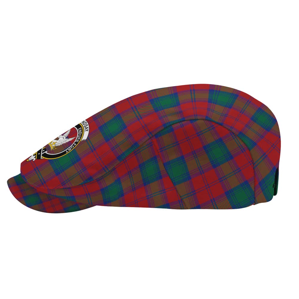 Scottish Lindsay Clan Badge Tartan Flat Cap - Image 3