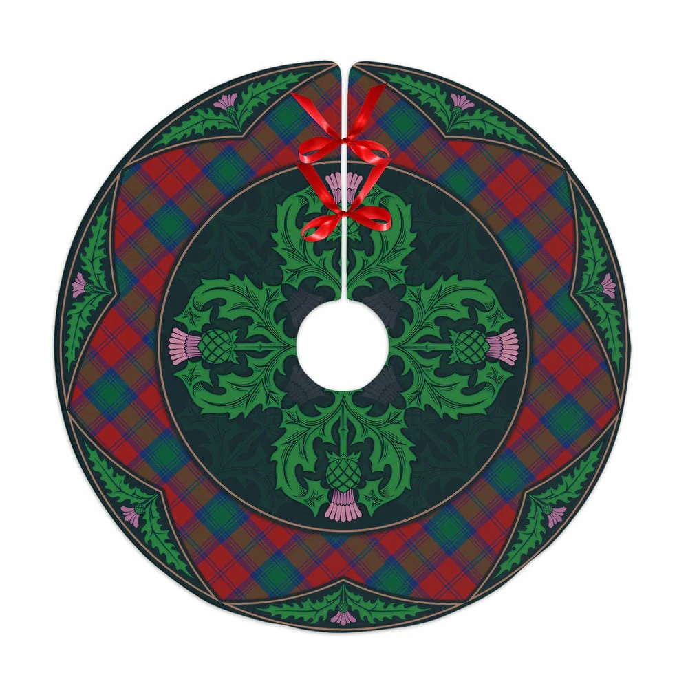 Scottish Lindsay Modern Tartan Christmas Tree Skirt Old Scottish Thistle Flower
