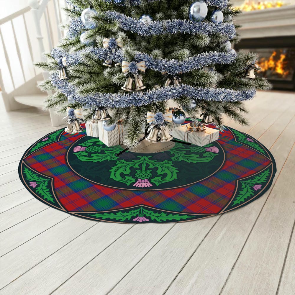 Scottish Lindsay Modern Tartan Christmas Tree Skirt Old Scottish Thistle Flower - Image 3