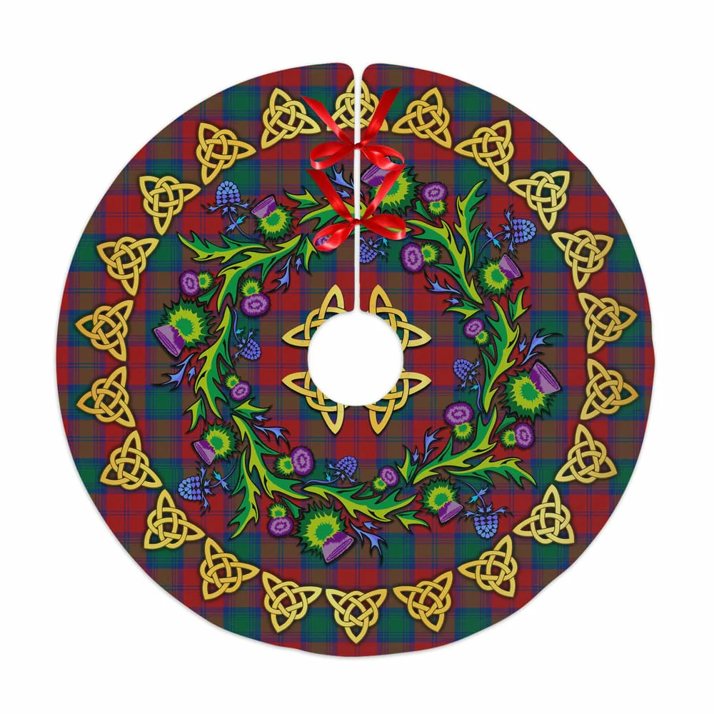 Scottish Lindsay Modern Tartan Thistle Celtic Knot Christmas Tree Skirt