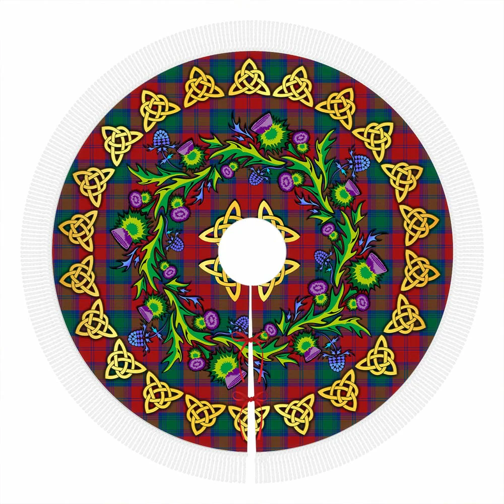 Scottish Lindsay Modern Tartan Thistle Celtic Knot Christmas Tree Skirt - Image 4