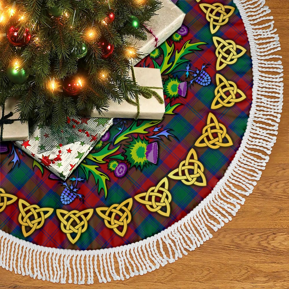 Scottish Lindsay Modern Tartan Thistle Celtic Knot Christmas Tree Skirt - Image 5