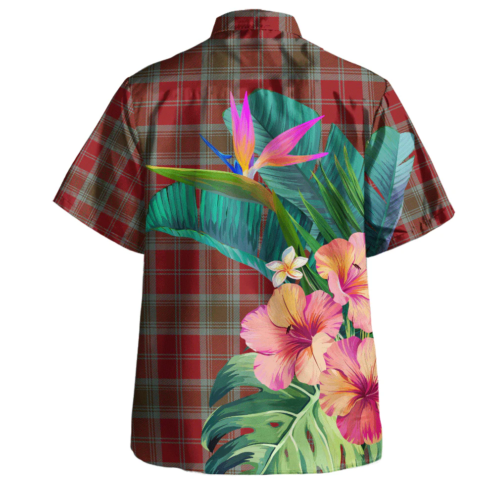 Scottish Lindsay Weathered Clan Badge Tartan Hawaiian Shirt Bouquet Tropical Style - Image 4