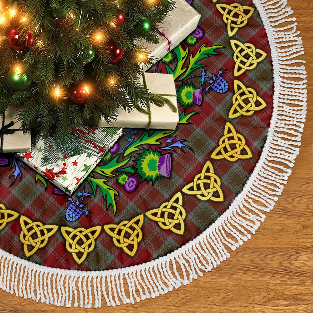 Scottish Lindsay Weathered Tartan Thistle Celtic Knot Christmas Tree Skirt - Image 5