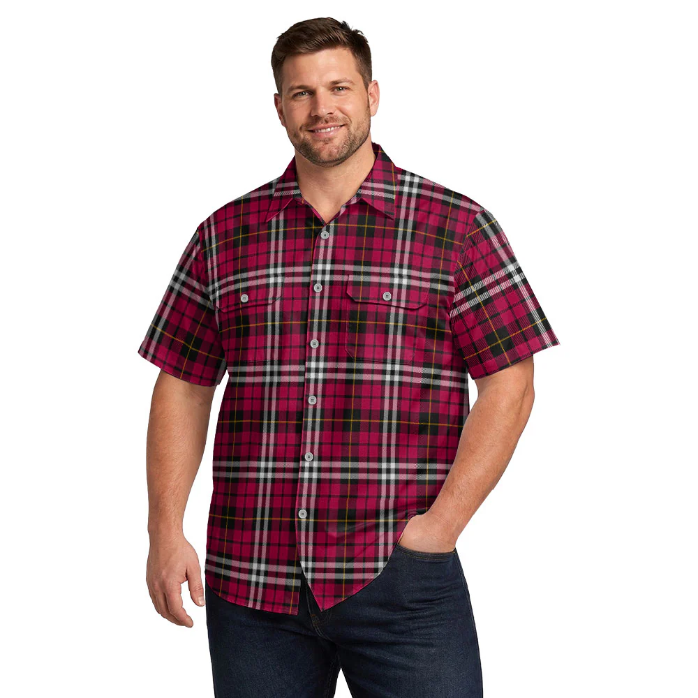 Scottish Little Clan Badge Tartan Short Sleeve Work Shirt - Image 4
