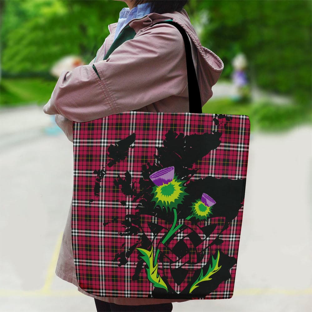 Scottish Little Tartan Canvas Bag With Shoulder Strap With Thistle - Image 2