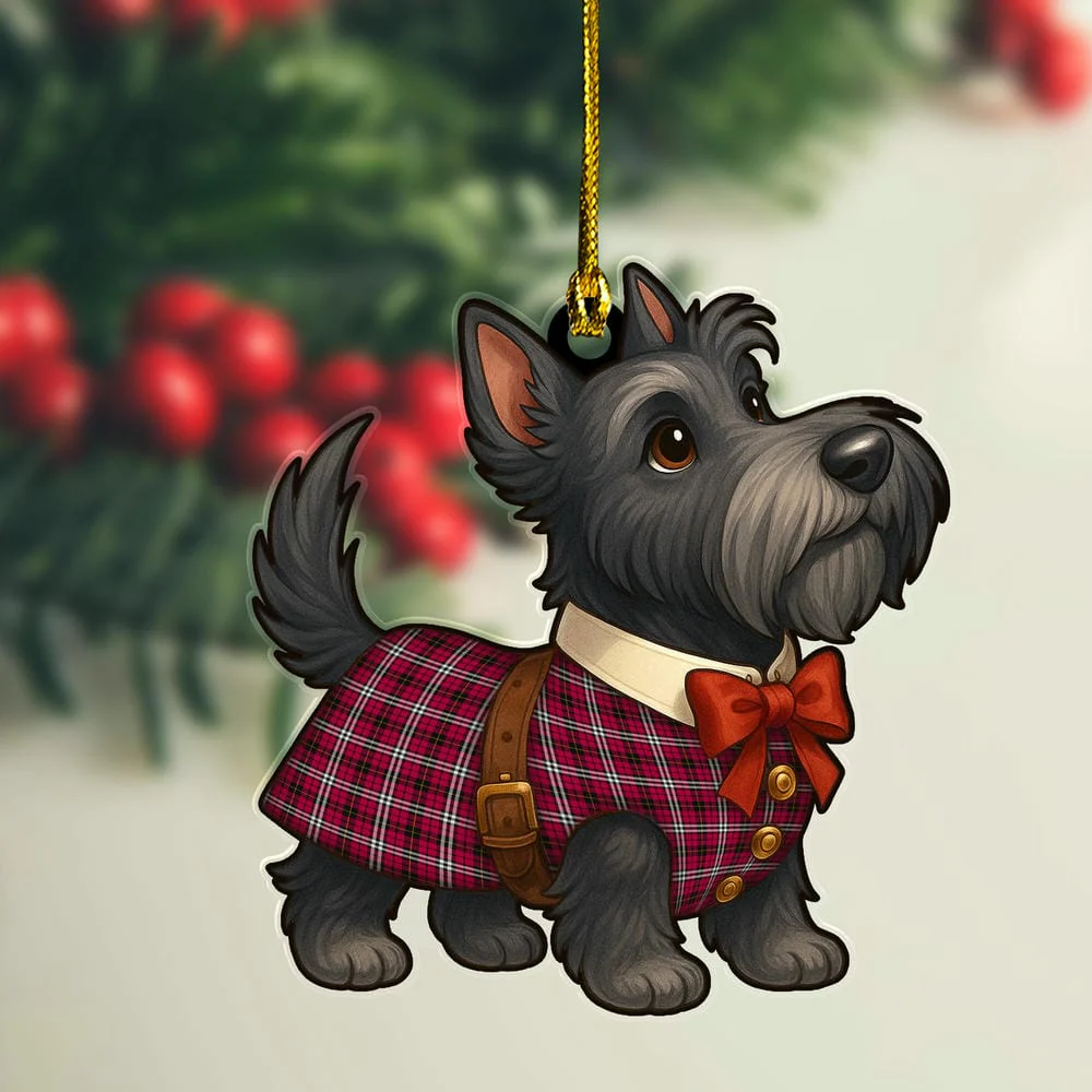 Scottish Little Tartan Ornament Scottie Dog