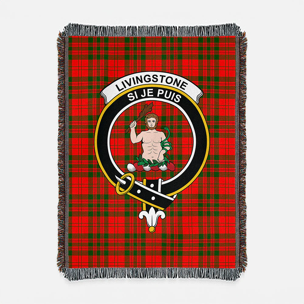 Scottish Livingstone Modern Clan Badge Tartan Woven Blanket - Image 2