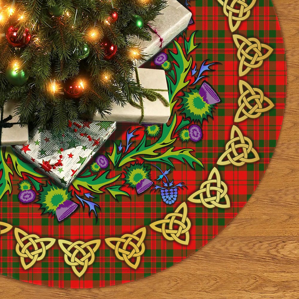 Scottish Livingstone Modern Tartan Thistle Celtic Knot Christmas Tree Skirt - Image 2