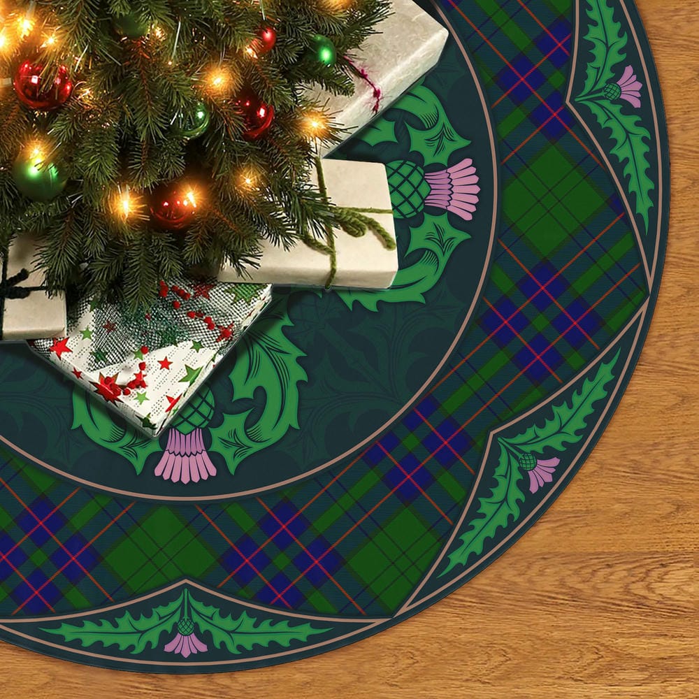 Scottish Lockhart Modern Tartan Christmas Tree Skirt Old Scottish Thistle Flower - Image 2