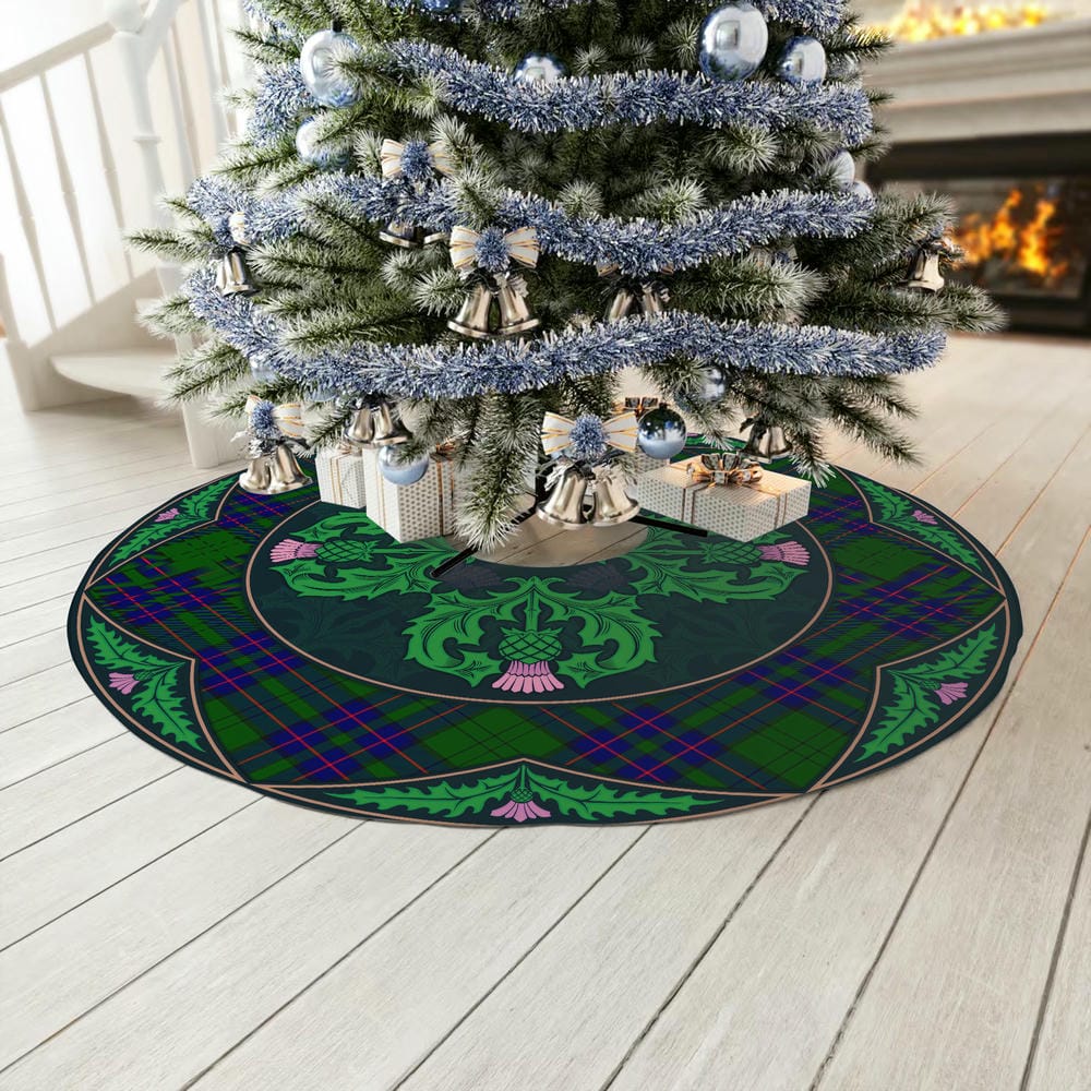 Scottish Lockhart Modern Tartan Christmas Tree Skirt Old Scottish Thistle Flower - Image 3