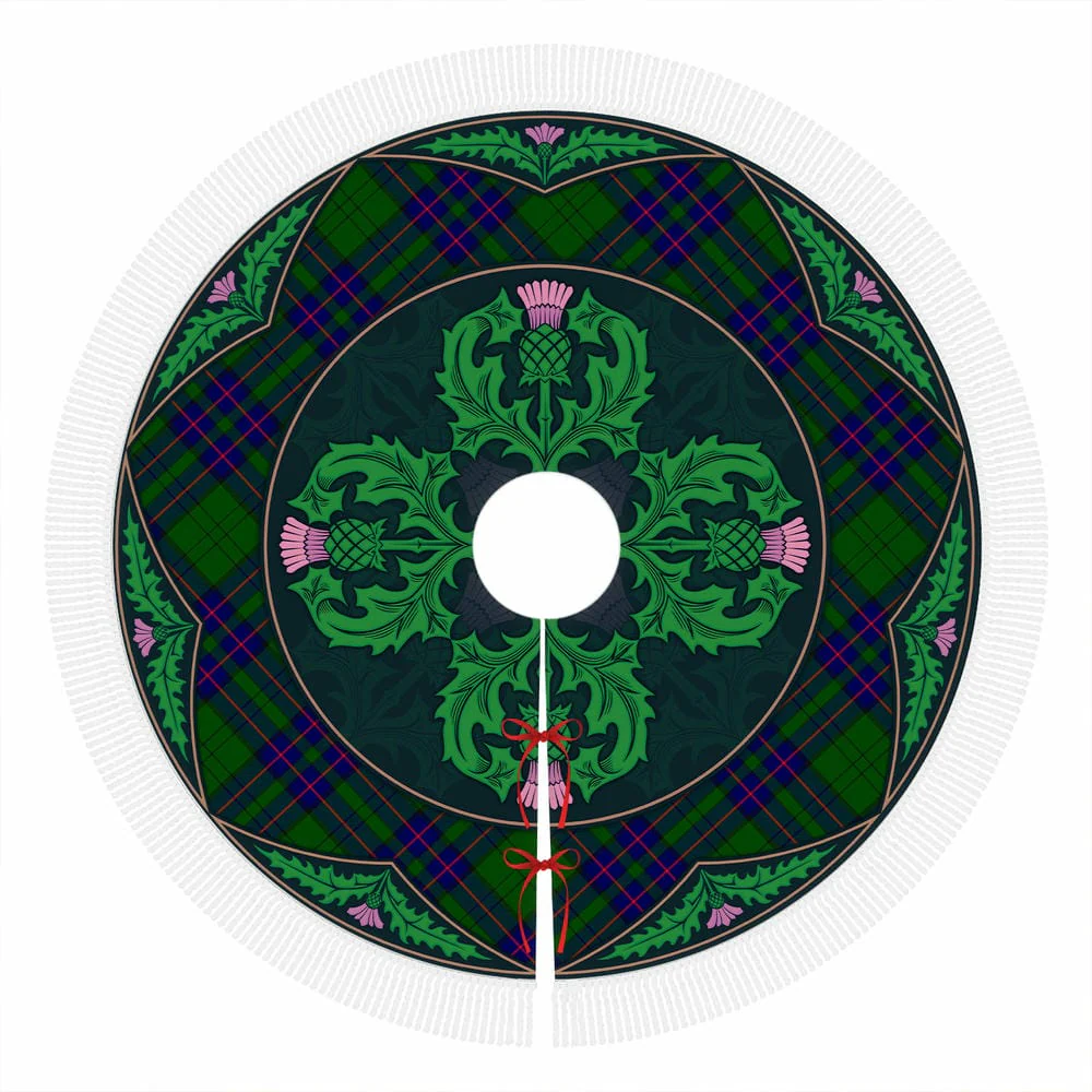 Scottish Lockhart Modern Tartan Christmas Tree Skirt Old Scottish Thistle Flower - Image 4