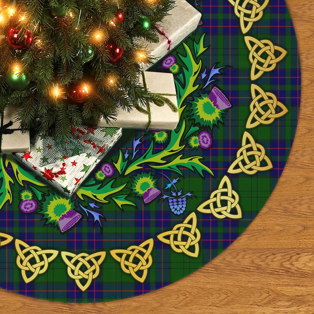 Scottish Lockhart Modern Tartan Thistle Celtic Knot Christmas Tree Skirt - Image 2