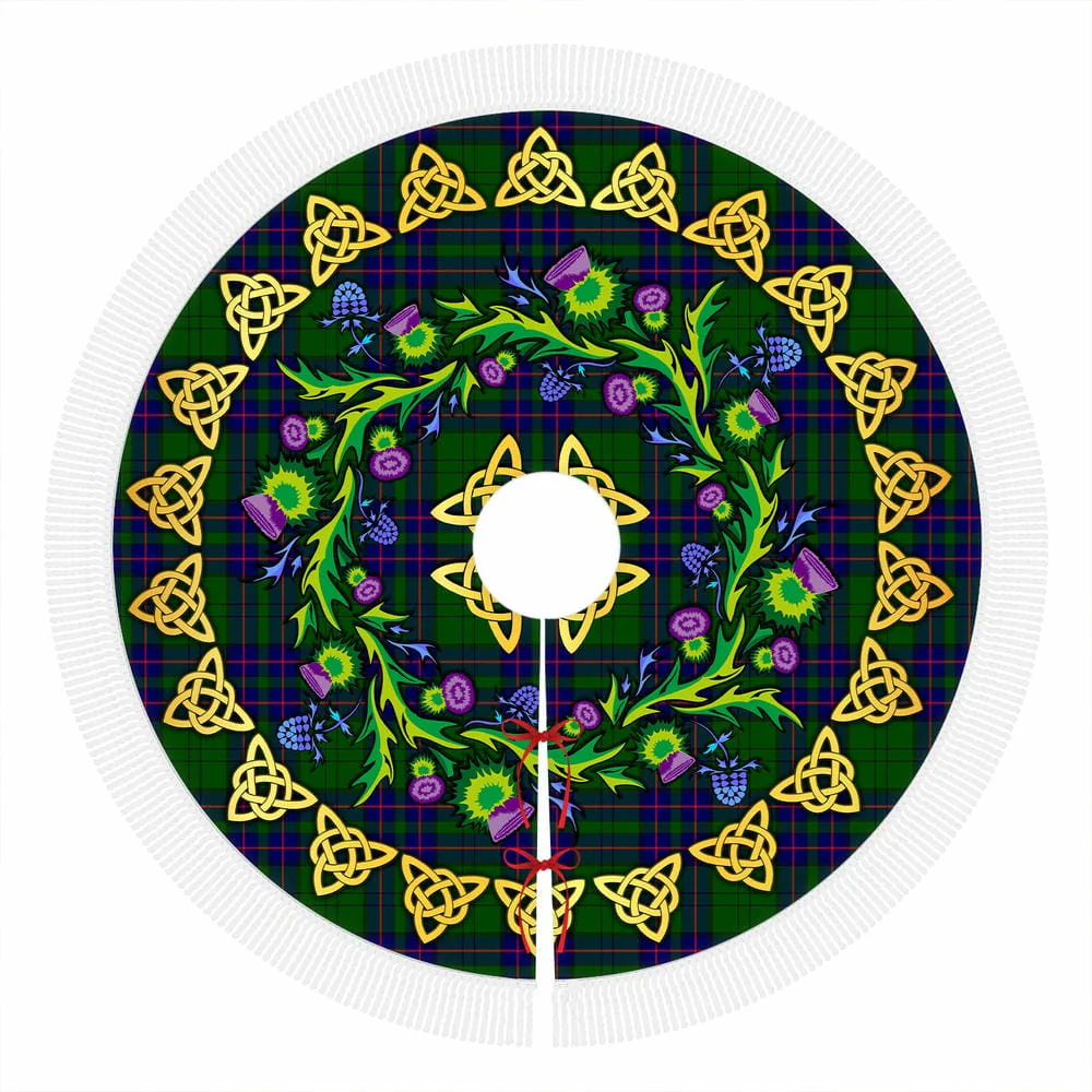 Scottish Lockhart Modern Tartan Thistle Celtic Knot Christmas Tree Skirt - Image 4